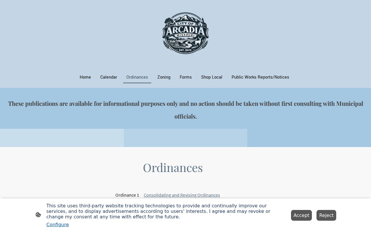 Arcadia court docket municipal court ordinance index