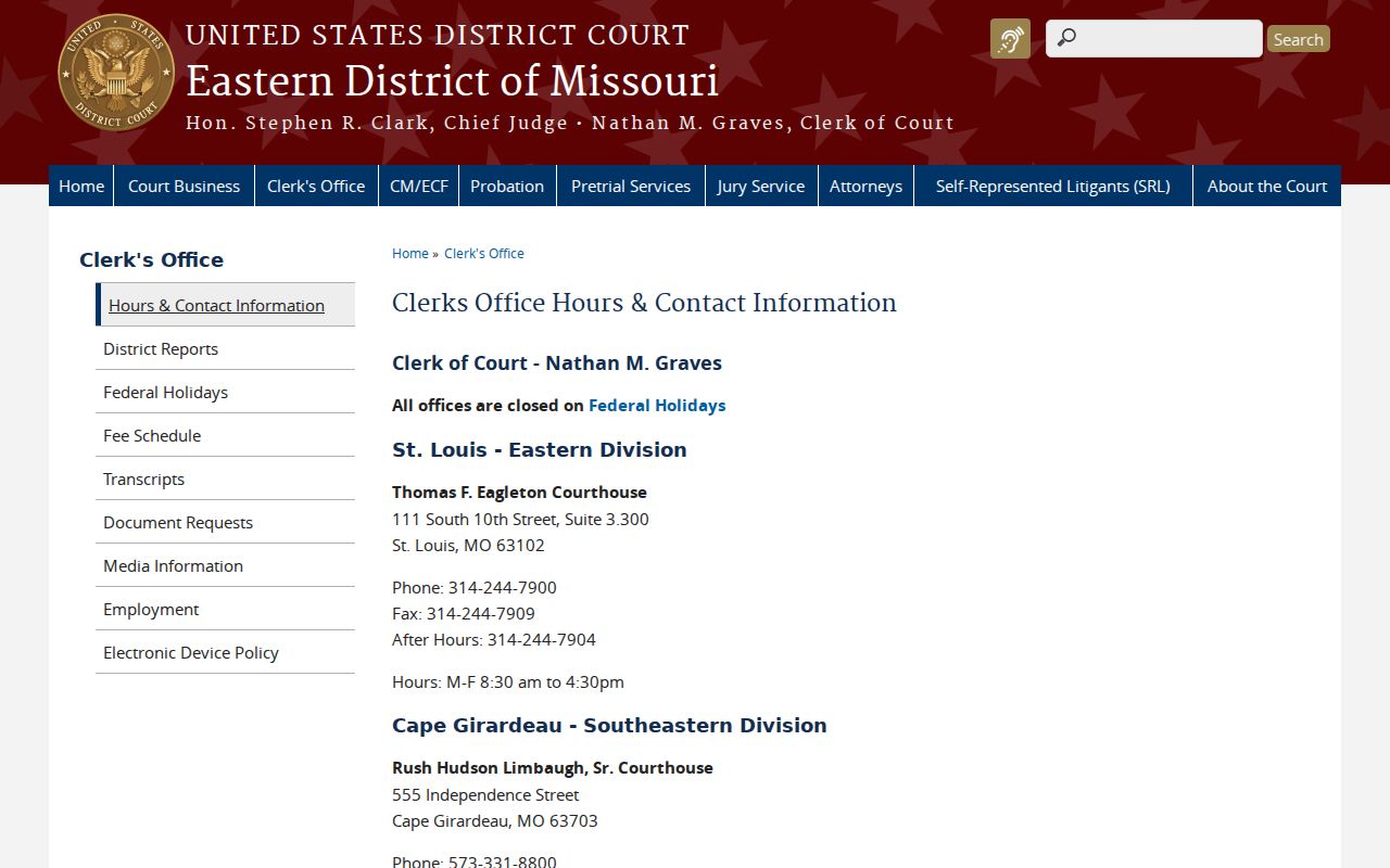 Iron County civil docket federal clerk contact reference