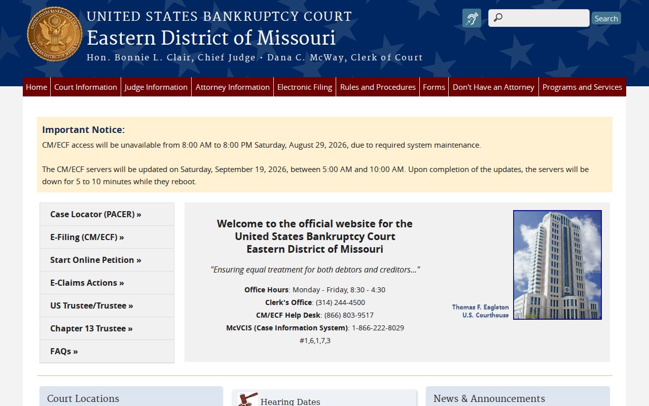 Iron County court setting research contrasting separate federal court calendar access